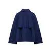 Moda femenina europea y americana transfronteriza ZA, bestseller de AliExpress, cuello alto, estilo británico, corto, con dobladillo ancho, gabardina