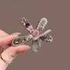 Flor de Rosa de Cristal Morado Dulce Elegante Pinza para el Cabello para Mujer, Elegante y Delicada Pinza Lateral, Pinza de Pato para Cabello Suelto