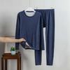 Conjunto de Ropa Interior Térmica de Terciopelo de Visón y Seda para Otoño e Invierno con Cuello Redondo para Hombre y Mujer, Ropa de Descanso con Forro Polar, Ropa y Pantalones de Otoño, Camiseta de Capa Base, Delicado con la Piel