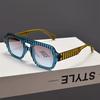 Nuevas gafas de sol Morandi con costuras de color en contraste, diseño de rayas anti-UV, montura completa y montura grande.