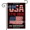 Bandera de Jardín Americana de Nuevo Modelo Transfronteriza del 250º Aniversario del Día de la Independencia, Bandera de Jardín de Lino de Doble Cara para Decoración de Patio
