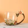 Tazas de Esmalte al por Mayor del Fabricante, Estilo Nuevo para Mujer, Alto Valor Estético, Tazas de Té con Flores para el Hogar, Vasos de Agua Exquisitos para la Oficina, Uso para Maestros