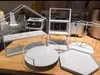 Suporte de Mesa para Sobremesas de Casamento Enfeites para Bolo de Aniversário Mesa de Exibição de Bolos e Doces Bandeja Branca para Doces de Chá da Tarde