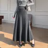 Temperament knitted half-skirt women's new style winter thickened Korean style hip-covering slim high-waisted A-line large swing skirt