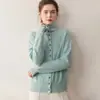 Abrigo Suéter de Cachemir de Cuello Alto para Mujer, Cárdigan de Punto Cómodo y Cálido, Nuevo Estilo Otoño e Invierno, de Botones, Estilo de Nicho