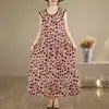 Vestido de verano para mujer de algodón y seda, estilo nuevo, elegante y con estilo, adecuado para madres, moderno y rejuvenecedor, hecho de algodón artificial, vestido tipo tank sin mangas