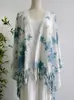 Capa de Punto Tie-Dye Étnica para Vacaciones, Capa Fina con Borlas para Mujer, Cárdigan, Chal Calado Estilo Primavera y Otoño, Blusa, Ropa Exterior
