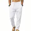 Pantalones rectos para hombre con empaque y logo personalizados, pantalones deportivos casuales de lino, diseño libre, marca privada y etiquetado personalizado