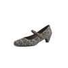 Elegantes zapatos Mary Jane de piel de vaca con estampado de leopardo retro, primavera 2025, tacón medio grueso, punta redonda, hebilla, cuero genuino para mujer