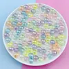 Cuentas Redondas de Color Transparente Acrílico con Recubrimiento AB para Pulsera, Collar, Cadena de Teléfono DIY, Material para Joyería Hecha a Mano