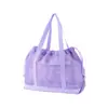 Bolsa de playa de malla, bolsa de almacenamiento para artículos de tocador de viaje, bolso tote calado, bolsa con cordón, bolsa de compras plegable, bolsa interior