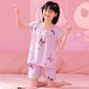 Pijamas de niña para niños de verano, traje delgado de manga corta, pijama de algodón burbuja de dibujos animados para niña, traje para el hogar al por mayor