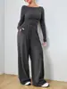 Europeo y Americano Nuevo Amazon Más Vendido Estilo Holgado Pantalones de Pierna Ancha para Mujer Conjunto de Dos Piezas Estilo Suave y Pegajoso Moda Casual Conjunto