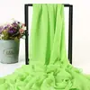 Lenço de Seda Grande de Cor Sólida de Seda Sintética para Verão Toalha de Praia à Beira-Mar Lenço Longo de Chiffon para Primavera e Verão Xale Plissado