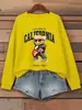Sudadera con Estampado de Letras de Oso Guitarra Ídolo de Cuervo para Mujer, Jersey Holgado, Ropa Casual de Otoño, Cuello Redondo