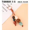 Colgante de Bolsa con Cuentas de Cerámica de Colores Tejido a Mano Piedra Cuentas de Madera Colgante de Bolsa Longxiang Accesorios de Llavero de Moda