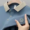 Camisa Masculina de Manga Curta Verão 2025 Nova Camisa com Gola Bordada Paul Top de Meia Manga para Homens