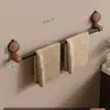 Ventosa Nogal Toallero Perchero de Almacenamiento Montado en la Pared para Baño sin Perforaciones Barra para Colgar Toallas Toallero de Baño