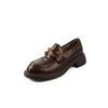 Dois Tipos de Sapatos Pequenos de Couro com Forro de Lã de Ovelha Camélia Interna 2025 Primavera Salto Médio Grosso Bico Redondo Couro Boca Profunda Sapatos Individuais para Mulheres