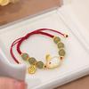 Pulseira de jade ágata natural coelho feminino nicho coreano corda vermelha vidro Hetian Jade Nova pulseira chinesa atacado