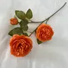 Flor de Seda de Peonía Artificial de 3 Cabezas Estilo Europeo Boda Decoración del Hogar Flor Falsa Arreglo para Arco de Boda Flor de Peonía Artificial