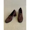 Primer Encuentro Temporada Estética Clásica Camelia Mocasines de un Solo Paso Zapatos de Tacón Grueso Alto para Mujer