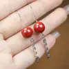 Pendientes de Plata de Ley de Alta Gama Chapados en Plata al por Mayor Alambre para Pendientes de Cinabrio Cola de Fénix Arena Imperial Pendientes de Oro de Arena Púrpura de Alto Contenido