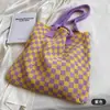 Bolsa con Estampado de Letras para Mujer, Bolso Tote de Gran Capacidad, Bolso de Hombro Simple Versátil, Bolso Tejido de Punto Novedoso Estilo Coreano, Transfronterizo