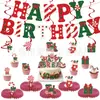 Navidad Caricatura Estilo Infantil Cumpleaños Banderín de Tirar Elementos de Dulces Pancarta de Letras Adorno para Pastel Adornos Decoración