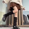 Piscina de caída tejida ~ cubierta de pierna blanca tejida para mujer y2k chica caliente calcetines cálidos otoño e invierno calcetines de felpa calcetines para pantorrilla