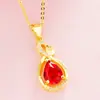 Colgante de Piedra Preciosa Dorada Europeo, Colgante de Latón Chapado en Oro Microincrustado con Circonita, Joyería para Mujer de Imitación de Oro Vietnamita Turmalina