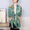 Bufanda Cómoda de Algodón y Lino 2026 Bali, Bufanda Elegante y Estilosa de Seda con Hojas de Ginkgo, Bufanda de Gasa para el Vestir Casual de Mamá
