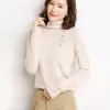 Suéter de Cashmere com Gola Alta Estilo Novo para Mulheres, Blusa Básica Fashion, Roupa de Baixo Manga Longa, Suéter de Tricô Versátil Slim Fit com Gola Alta