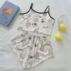 Conjunto de Dos Piezas para Mujer Ropa de Dormir con Camisola sin Mangas Fina y Shorts, Estilo Europeo y Americano Transfronterizo