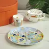 Nuevo Juego de Vajilla Cerámica Infantil Regalo Serie Parque de Atracciones Castillo de Unicornios Hueso de Porcelana Tazones, Platos, Tazas y Vajilla al por Mayor