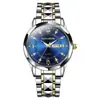 Reloj de hombre directo de fábrica con correa de acero bicolor, incrustaciones de diamantes, doble calendario, reloj de pulsera para hombre de negocios y para el día a día, pedidos al por mayor para comercio exterior