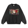 Sudadera con capucha Oversize Retro Americana, Sudadera de Cómic Anticuada, Sudadera con Capucha Pesada Estampada Desgastada, Ropa de Marca de Moda