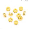 Cuentas sueltas espaciadoras chapadas en cobre y oro real de 18K, color dorado de 14K envuelto, espaciadores con borde que conservan el color, incrustados con diamantes, accesorios para joyería DIY