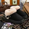 Botas de nieve casuales de invierno para exteriores con suela gruesa para mujer 2026, botas cortas con forro de felpa engrosado y ribete grande de pelo, adecuadas para personas menudas