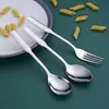 Cuchara de Acero Inoxidable 304 Tenedor de Postre Espeso Cuchara Tenedor de Fruta Cuchara de Sopa para el Hogar Cuchara para Comer de Estudiante
