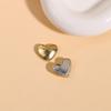 Pendientes de horquilla con botón de tela cuadrado y corazón de plata dorada con diseño geométrico estilo retro europeo, accesorios de joyería DIY para mujer