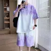 Camisetas de Manga Corta de Verano para Adolescentes, Tops Elegantes de Marca de Moda Sueltos con Degradado para Estudiantes de Secundaria, Trajes de Manga Media para Niños