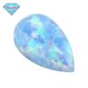 Huagang Gemstone Opala sintética em forma de pêra Pedra nua OPAL artificial OPAL azul claro Drop Flat Bottom Broca OP26