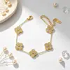 Pulsera de trébol de cuatro hojas de acero de titanio más vendida transfronteriza para mujer, microincrustada con circonita, pulsera de moda de lujo ligero japonesa y coreana, venta al por mayor de lujo ligero