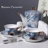 Juego de taza de café de estilo europeo para exportación, de porcelana china, con diseño de flores de la tarde británicas, de cerámica sencilla.