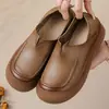 Zapatos de Cuero Genuino para Mujer de Primavera y Otoño 2025 Zapatos de Cuero Suela Blanda Zapatos para Madres Casuales Zapatos para Mujeres de Mediana Edad Punta Redonda Cómodos Zapatos de Leche