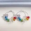 Pendientes Dopamina con Bloques de Color Rojo y Azul, Diseño de Alta Gama de Nicho, Pendientes Elegantes con un Ambiente Retro de Hong Kong que Realzan el Cutis