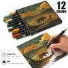 Set de marcadores de doble punta para arte, con diseño estilo chino, adecuado para el dibujo y los garabatos de estudiantes, y permite superponer colores