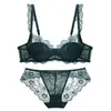 Conjunto Europeu Francês Sexy Fino de Algodão com Renda Transparente para Seios Grandes, Faz os Seios Parecerem Menores, Anti-Queda, Conjunto de Sutiã Plus Size para Mulheres