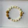 Pulseira de cristal de jade amarelo, pedra olho de tigre dourado, pulseira de luxo leve, pulseira vintage de ágata vermelha em formato de lótus, um presente popular para namoradas, atacado